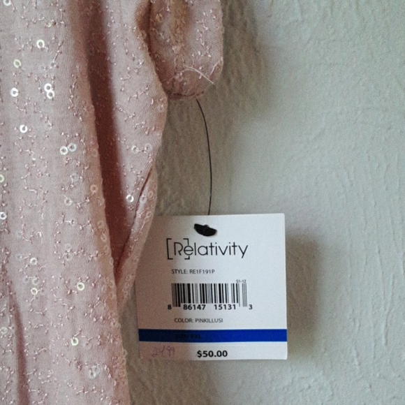 Relativity sequined tee peach colored   size PLX - Picture 2 of 3